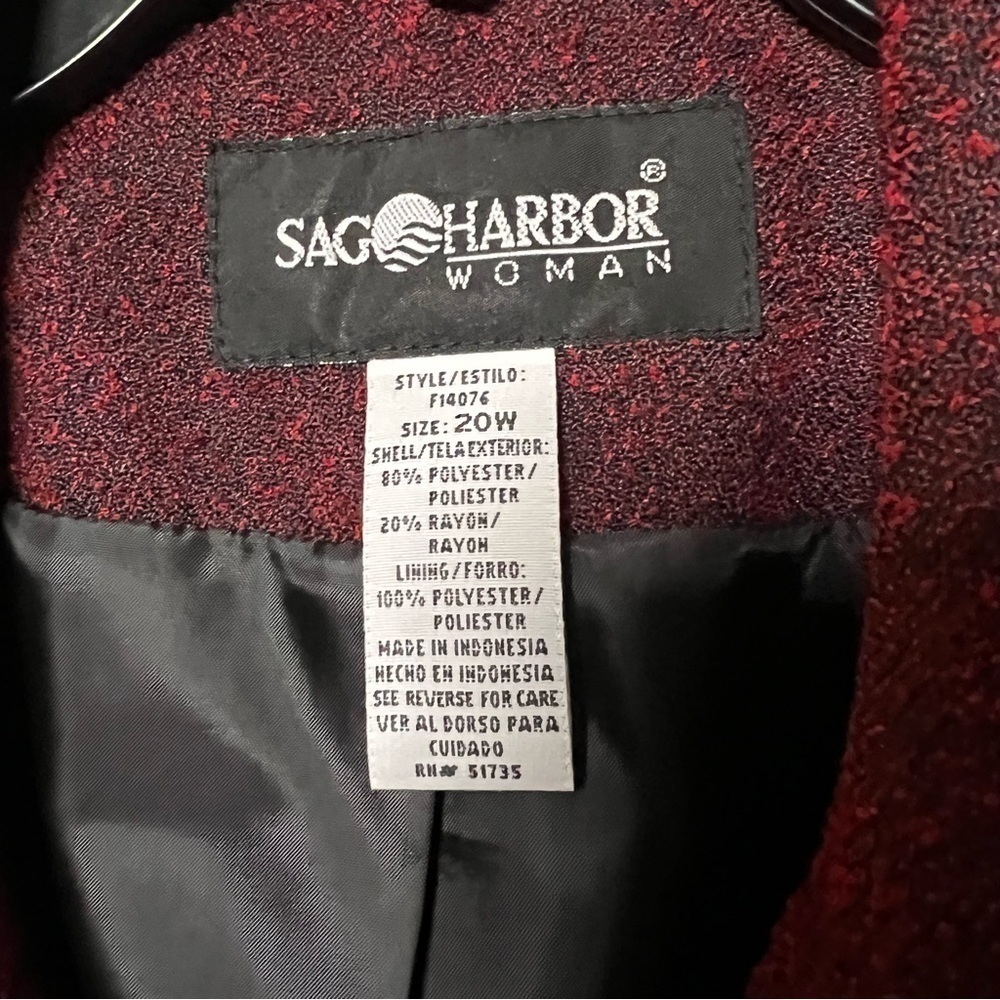 Vintage Sag Harbor Red Speckled Blazer Coat 20W - Picture 6 of 6